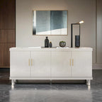 Buffet 4 portes vert olive/champagne avec étagères réglables