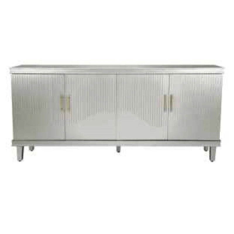 Buffet 4 portes vert olive/champagne avec étagères réglables