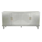 Buffet 4 portes vert olive/champagne avec étagères réglables