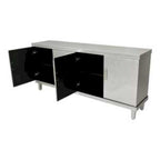 Buffet 4 portes vert olive/champagne avec étagères réglables