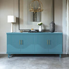 Buffet 4 portes vert olive/champagne avec étagères réglables