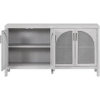 Buffet à 4 portes en rotin gris/blanc/noir