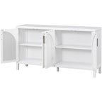 Buffet à 4 portes en rotin gris/blanc/noir