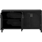 Buffet à 4 portes en rotin gris/blanc/noir