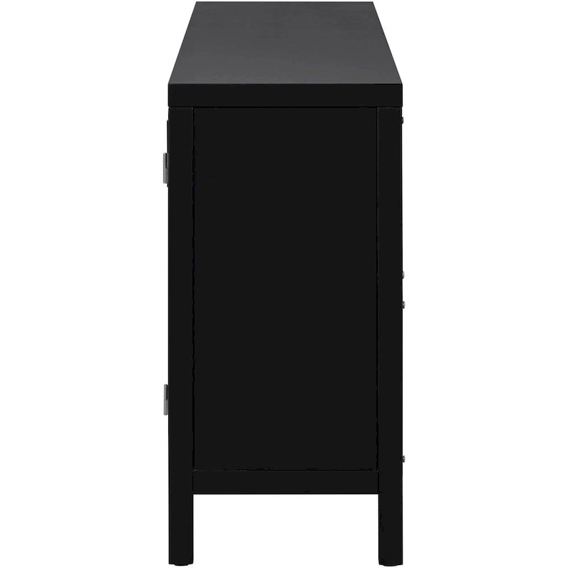 Buffet à 4 portes en rotin gris/blanc/noir