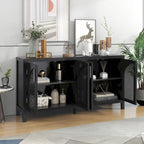 Buffet à 4 portes en rotin gris/blanc/noir