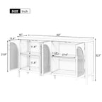Buffet à 4 portes en rotin gris/blanc/noir