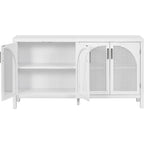 Buffet à 4 portes en rotin gris/blanc/noir
