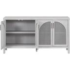 Buffet à 4 portes en rotin gris/blanc/noir