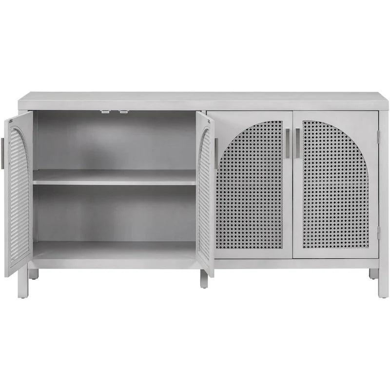 Buffet à 4 portes en rotin gris/blanc/noir