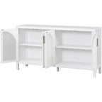 Buffet à 4 portes en rotin gris/blanc/noir
