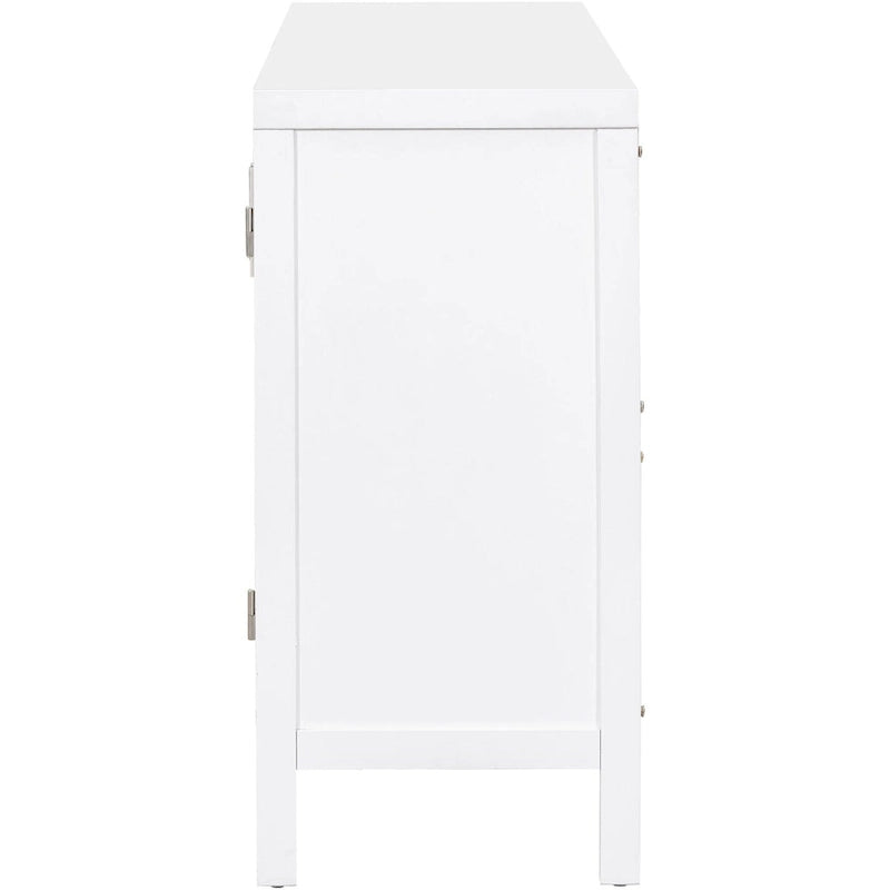 Buffet à 4 portes en rotin gris/blanc/noir