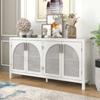 Buffet à 4 portes en rotin gris/blanc/noir