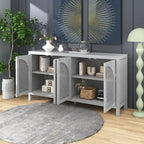 Buffet à 4 portes en rotin gris/blanc/noir