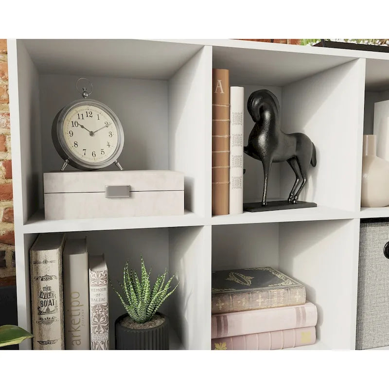 Bibliothèque de rangement 6 cubes Charter Oak/blanc avec base en métal