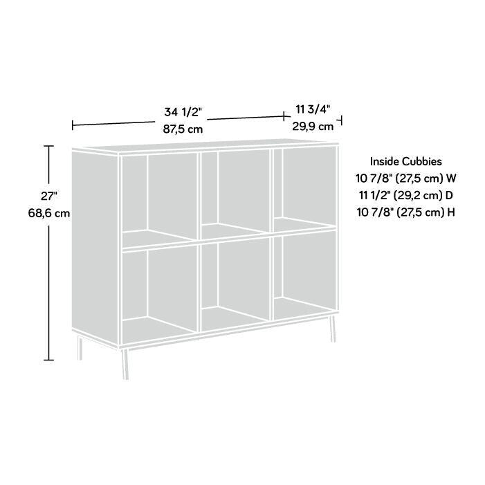 Bibliothèque de rangement 6 cubes Charter Oak/blanc avec base en métal