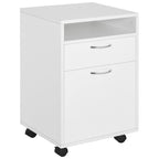 Meuble de rangement mobile moderne avec 1 étagère, 1 tiroir et 1 placard, support d'imprimante à roulettes