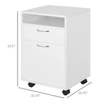 Meuble de rangement mobile moderne avec 1 étagère, 1 tiroir et 1 placard, support d'imprimante à roulettes