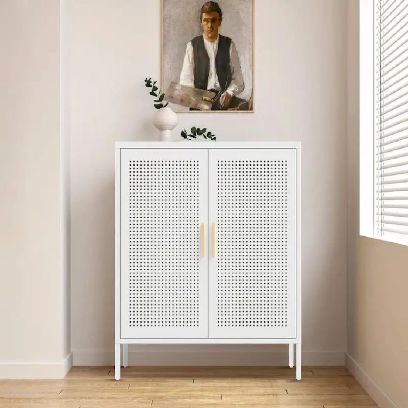 Armoire de rangement verrouillable 2 portes en acier laminé à froid noir/blanc avec 2 étagères réglables