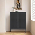 Armoire de rangement verrouillable 2 portes en acier laminé à froid noir/blanc avec 2 étagères réglables