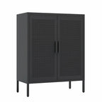 Armoire de rangement verrouillable 2 portes en acier laminé à froid noir/blanc avec 2 étagères réglables