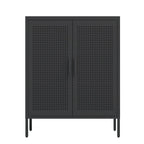 Armoire de rangement verrouillable 2 portes en acier laminé à froid noir/blanc avec 2 étagères réglables