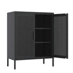 Armoire de rangement verrouillable 2 portes en acier laminé à froid noir/blanc avec 2 étagères réglables