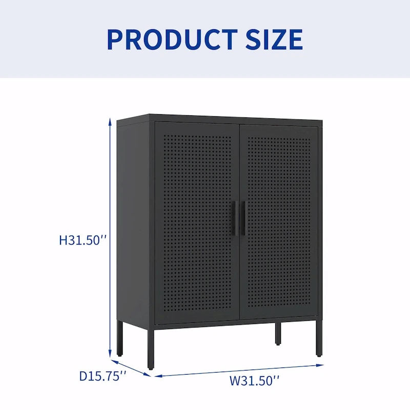 Armoire de rangement verrouillable 2 portes en acier laminé à froid noir/blanc avec 2 étagères réglables