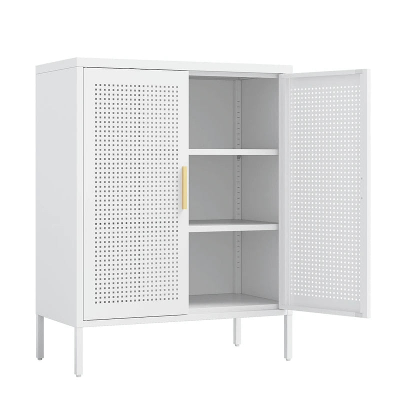 Armoire de rangement verrouillable 2 portes en acier laminé à froid noir/blanc avec 2 étagères réglables