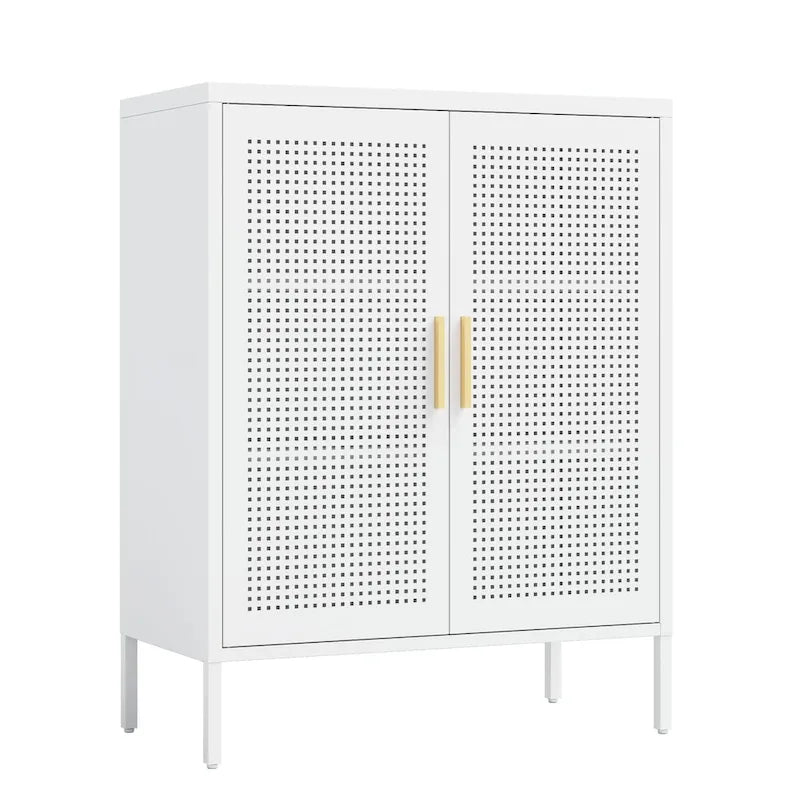 Armoire de rangement verrouillable 2 portes en acier laminé à froid noir/blanc avec 2 étagères réglables