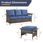 Gymojoy Ensemble de 5 pièces pour patio extérieur en osier avec fauteuils et pouf - Marron