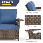 Gymojoy Ensemble de 5 pièces pour patio extérieur en osier avec fauteuils et pouf - Marron
