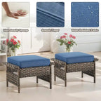 Gymojoy Ensemble de 5 pièces pour patio extérieur en osier avec fauteuils et pouf - Marron