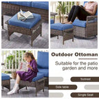 Gymojoy Ensemble de 5 pièces pour patio extérieur en osier avec fauteuils et pouf - Marron