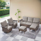Gymojoy Ensemble de 5 pièces pour patio extérieur en osier avec fauteuils et pouf - Marron
