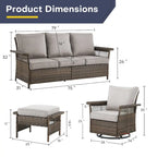 Gymojoy Ensemble de 5 pièces pour patio extérieur en osier avec fauteuils et pouf - Marron