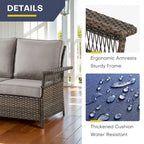 Gymojoy Ensemble de 5 pièces pour patio extérieur en osier avec fauteuils et pouf - Marron