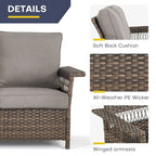 Gymojoy Ensemble de 5 pièces pour patio extérieur en osier avec fauteuils et pouf - Marron