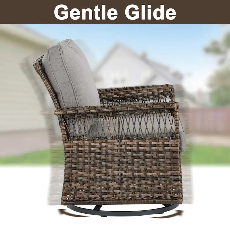 Gymojoy Ensemble de 5 pièces pour patio extérieur en osier avec fauteuils et pouf - Marron