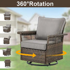 Gymojoy Ensemble de 5 pièces pour patio extérieur en osier avec fauteuils et pouf - Marron