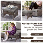 Gymojoy Ensemble de 5 pièces pour patio extérieur en osier avec fauteuils et pouf - Marron