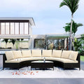 Ensemble de mobilier de jardin en rotin PE marron résistant aux intempéries, 5 pièces, ensemble de canapés modulaires d'extérieur