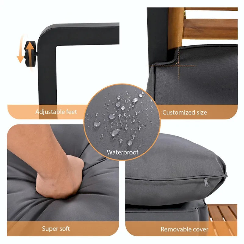 Ensemble de conversation avec canapé pour 5 personnes, mobilier d'extérieur avec coussins amovibles
