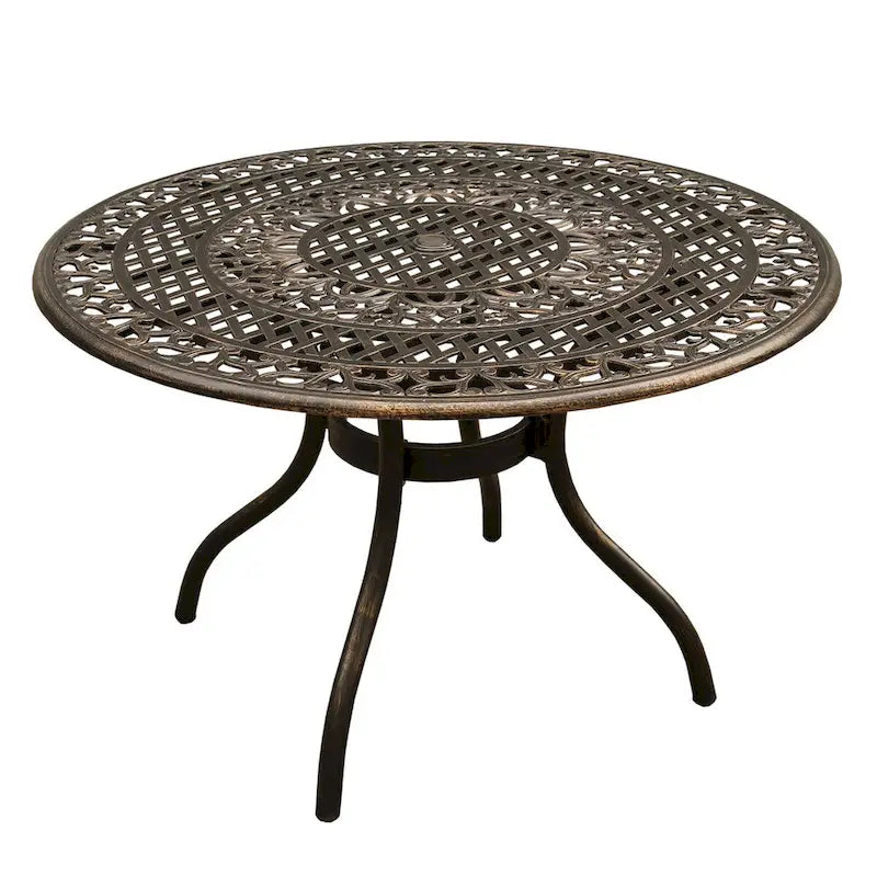 Ensemble de salle à manger rond Rose Outdoor Lattice 48 pouces en bronze avec quatre chaises - N/A