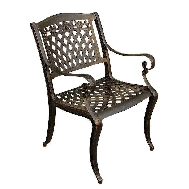 Ensemble de salle à manger rond Rose Outdoor Lattice 48 pouces en bronze avec quatre chaises - N/A