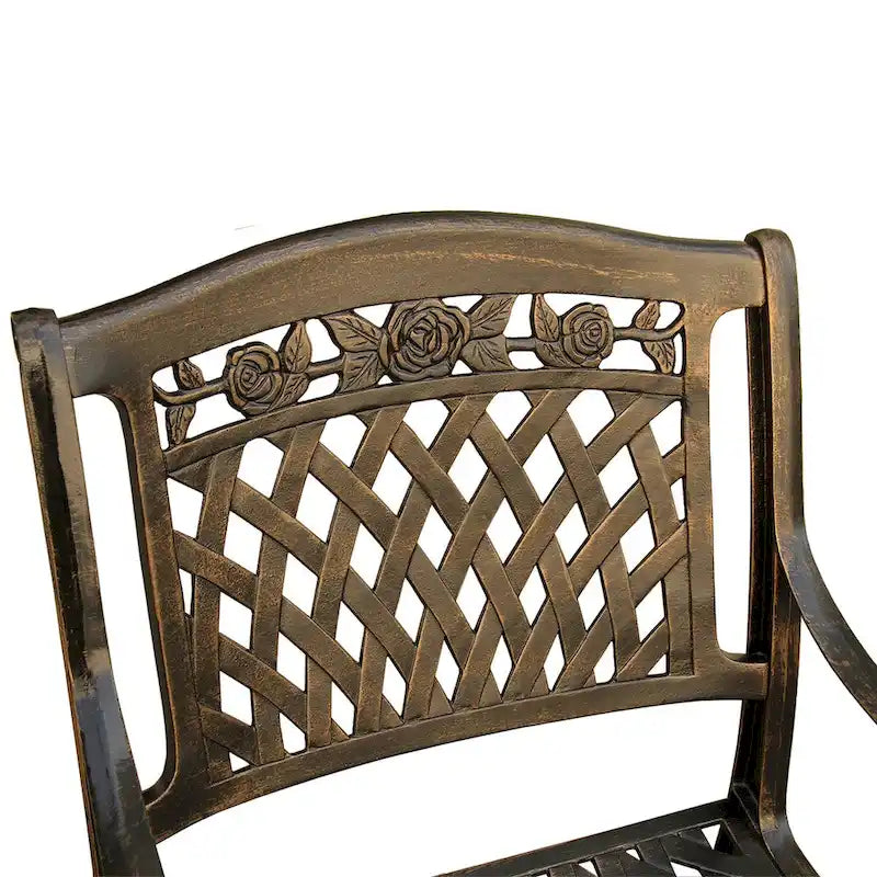 Ensemble de salle à manger rond Rose Outdoor Lattice 48 pouces en bronze avec quatre chaises - N/A