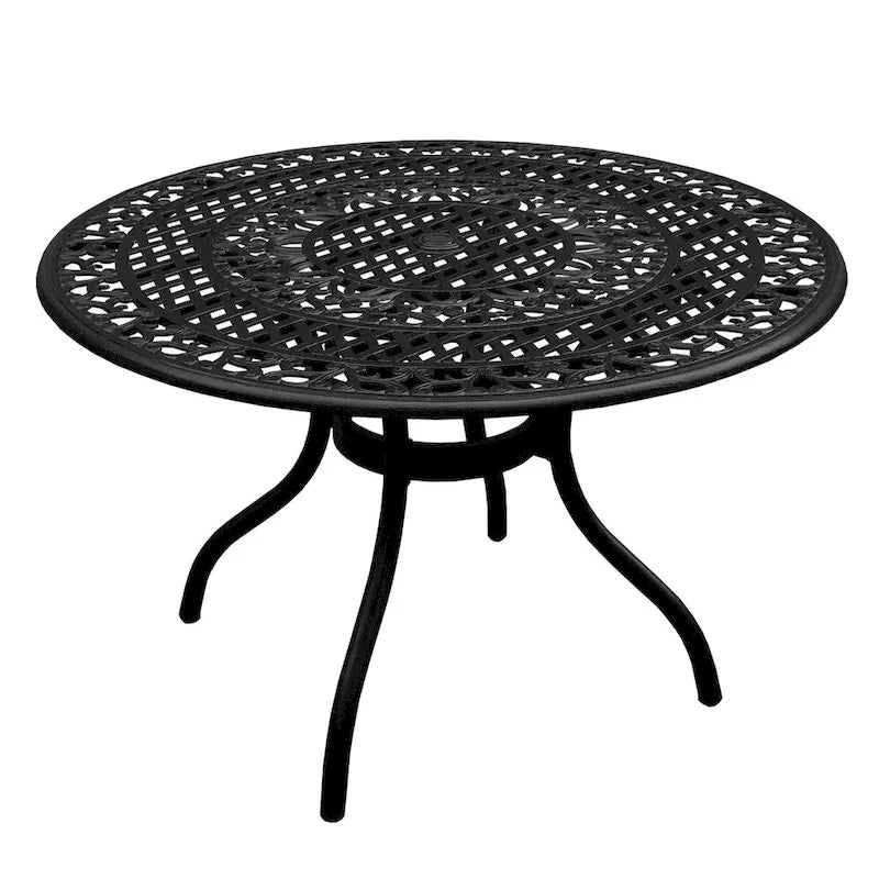 Ensemble de salle à manger rond Rose Outdoor Lattice 48 pouces en bronze avec quatre chaises - N/A