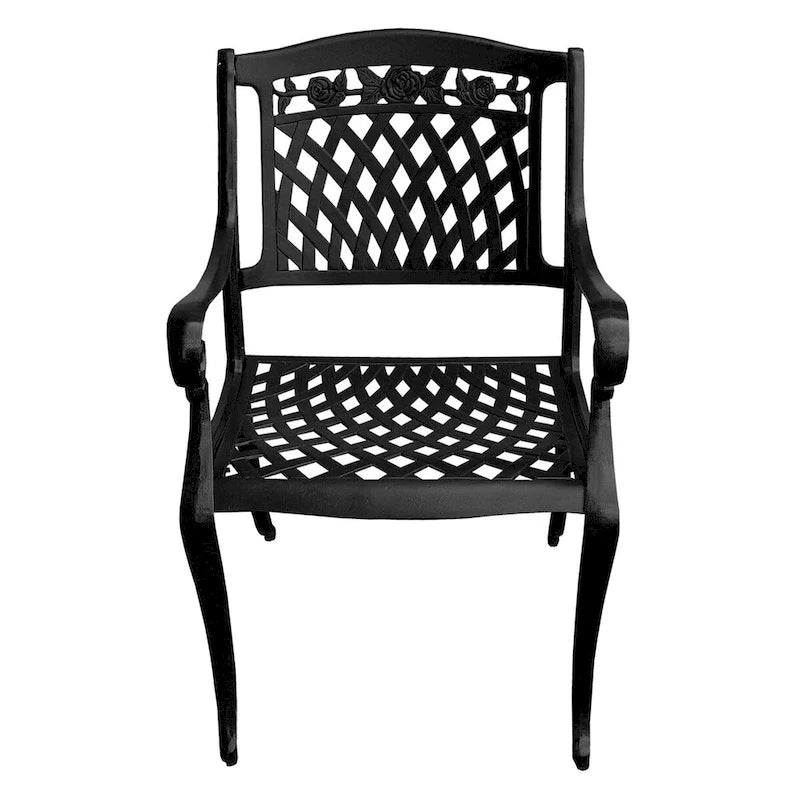 Ensemble de salle à manger rond Rose Outdoor Lattice 48 pouces en bronze avec quatre chaises - N/A