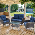 Canapé causeuse planeur d'extérieur avec table et chaise - Marron