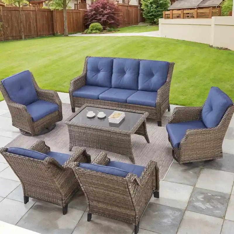 Gymojoy Ensemble de canapés de jardin d'extérieur à dossier haut - Gris